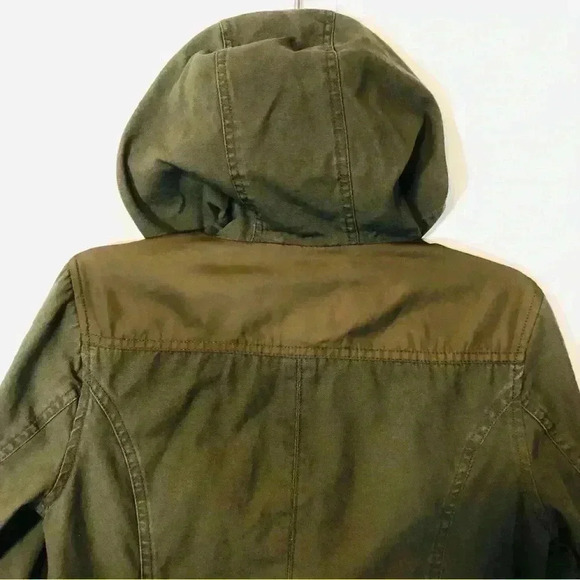 American Rag Women’s Medium Olive Green Hooded Utility Jacket adjustable waist - Picture 11 of 16
